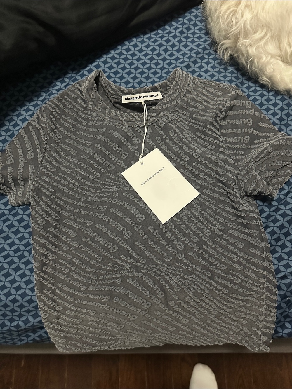 Alexander Wang Charcoal Gray Logo-Text Short Sleeve Tee